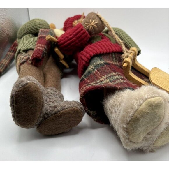 Vintage German Boy Skier and Girl with Sled (Pair) - Picture 11 of 14